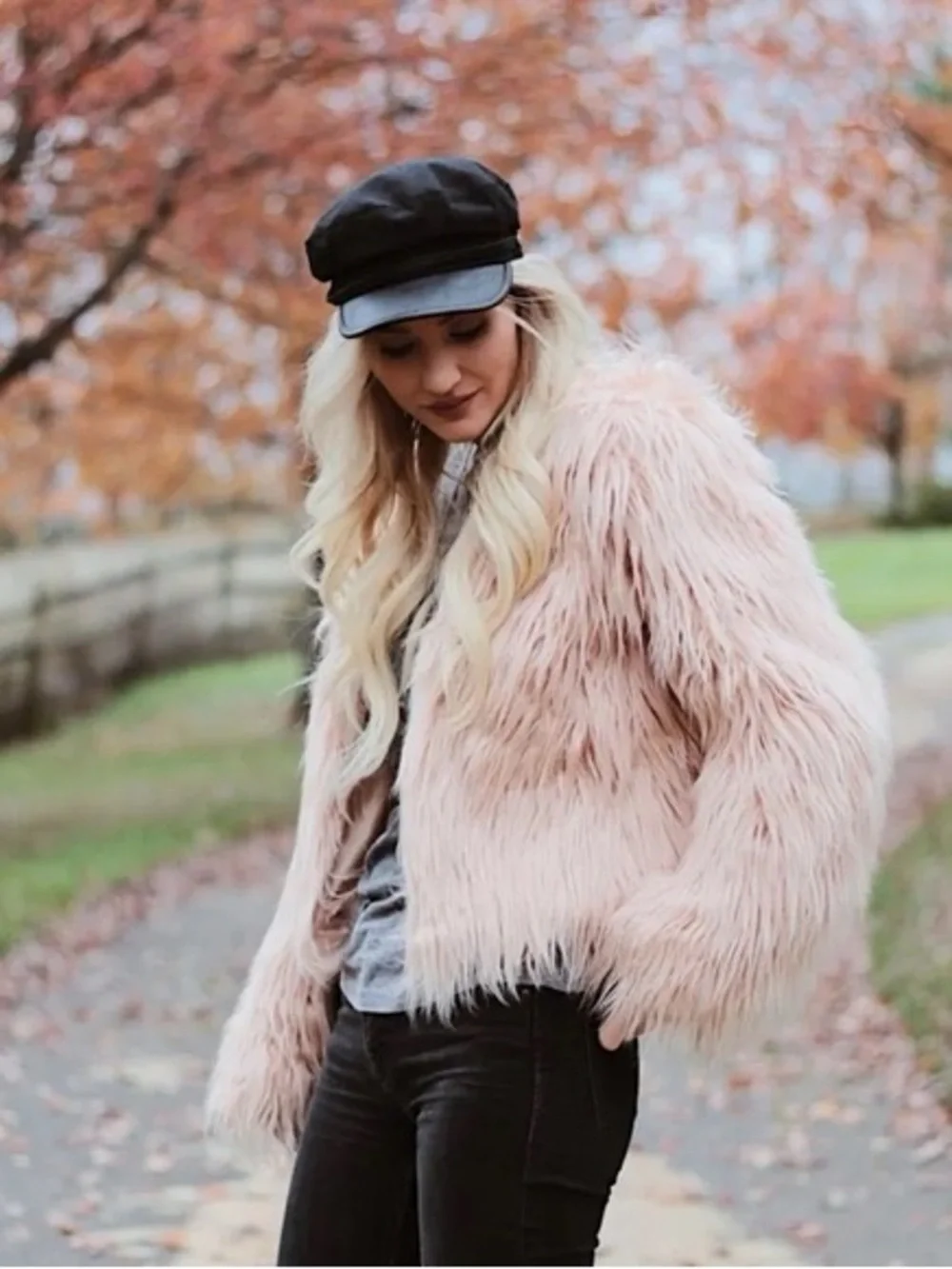Faux Fur Pink Shag Jacket - Women's Cozy Statement Coat
